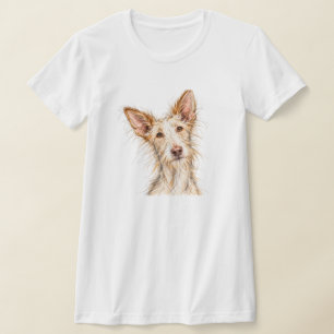 Camiseta Mujer Perro Podenco de Pelo Duro Dibujado