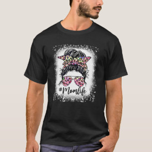 Camiseta Mujer Pink Leopard Mom Life Bleached S Mother's Da