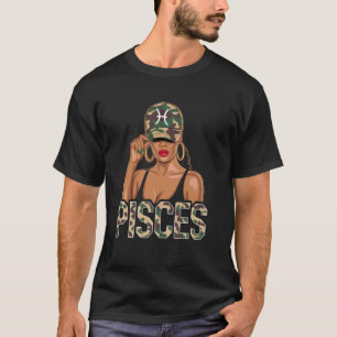 Camiseta Mujer Piscis Reina Negra Zodiaco Chica Camuflaje A