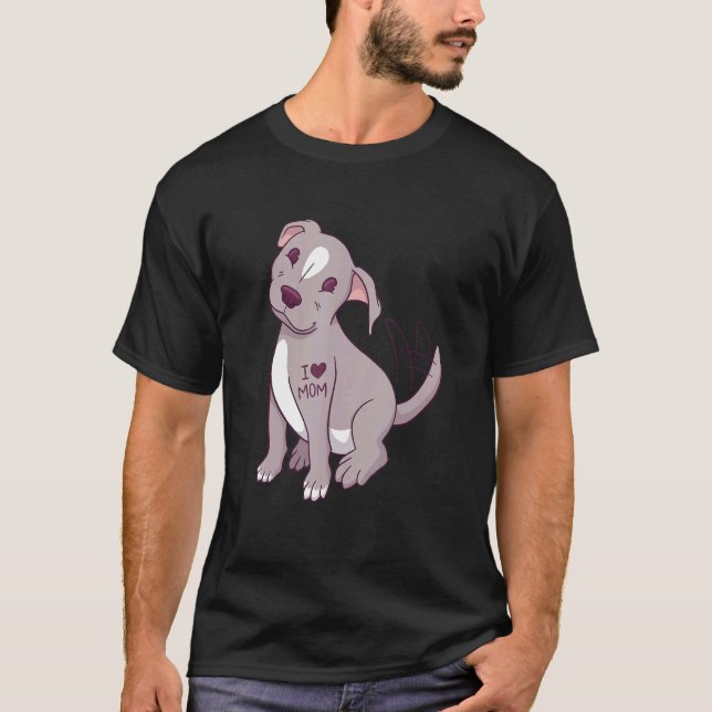 Camiseta Mujer que amo a mamá Perro Pibull (Anverso)