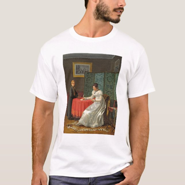 Camiseta Mujer que escribe una letra (Anverso)
