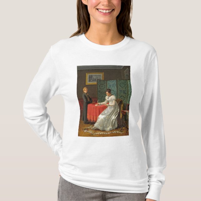Camiseta Mujer que escribe una letra (Anverso)
