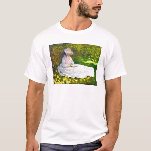 Camiseta Mujer que lee a Claude Monet (Anverso)