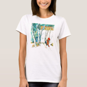 Camiseta Mujer que pone en sus esquís