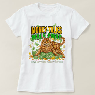 Camiseta Mujer que se aleja, amante de los gatos, dinero sa