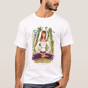Camiseta Mujer que se sienta en la posición de loto,