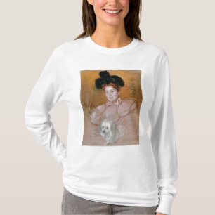 Camiseta Mujer que sostiene un perro