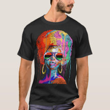 Mujer Reina negra afro melanina goteando junte