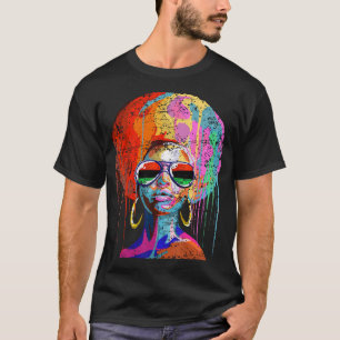 Camiseta Mujer Reina negra afro melanina goteando junte