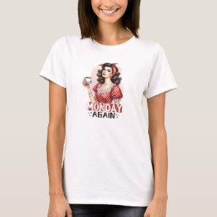 Camiseta Mujer retro con café el lunes otra vez divertido