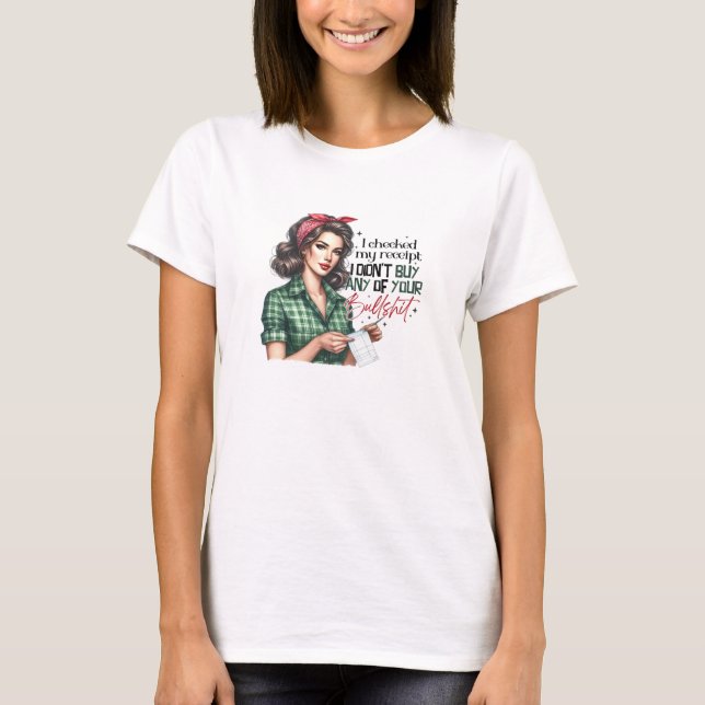 Camiseta Mujer retro con receta sarcástica (Anverso)
