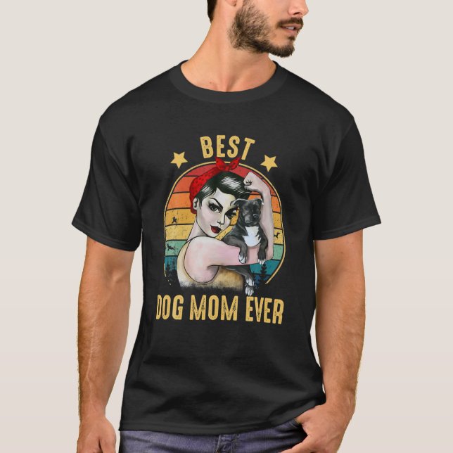 Camiseta Mujer retro fuerte mejor madre de perro (Anverso)
