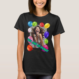 Camiseta Mujer riéndose y globos