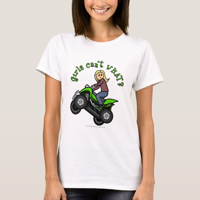 Camiseta Mujer rubia ATV| Cuatro conductores de ruedas (Anverso)