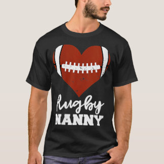 Camiseta Mujer Rugby Nanny Heart Funny Rugby Player Nanny