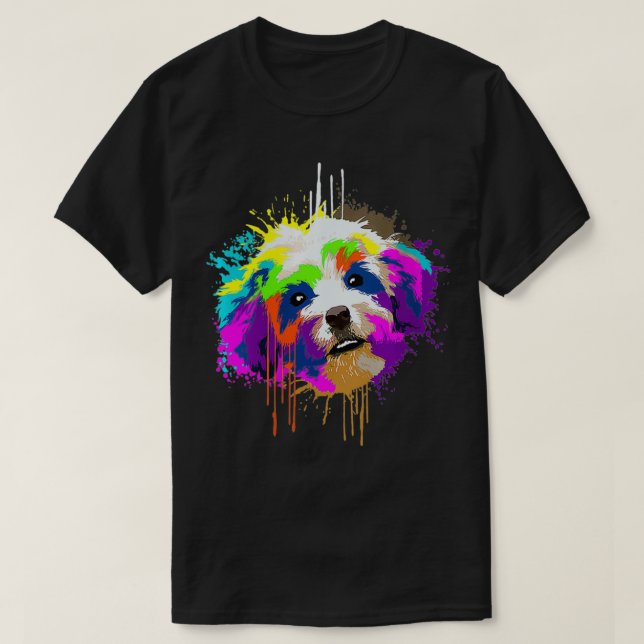Camiseta Mujer salpicada Art Havanés Dueña de Perro Regalo  (Diseño del anverso)