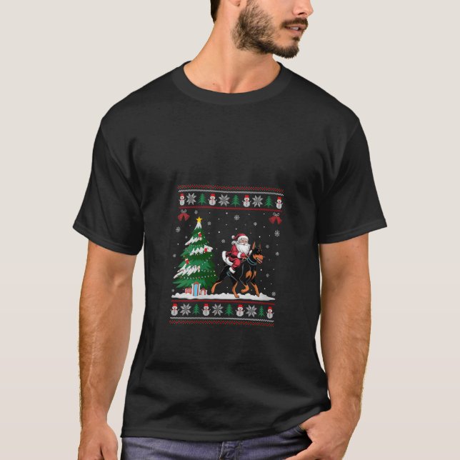 Camiseta Mujer Santa Riding Doberman Pinscher Perro Lig (Anverso)