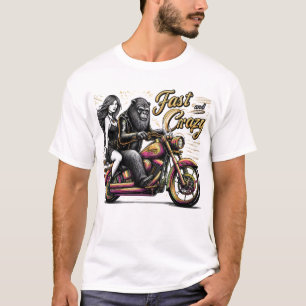 Camiseta Mujer Sasquatch Yeti en motocicleta