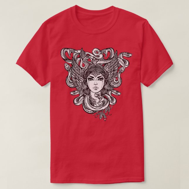 Camiseta Mujer serpiente de Medusa con serpientes por el pe (Diseño del anverso)
