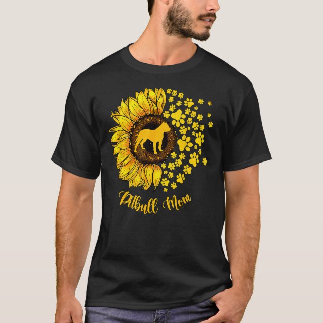Camiseta Mujer Sunflower Pitbull Mamá Perro Lover (Anverso)