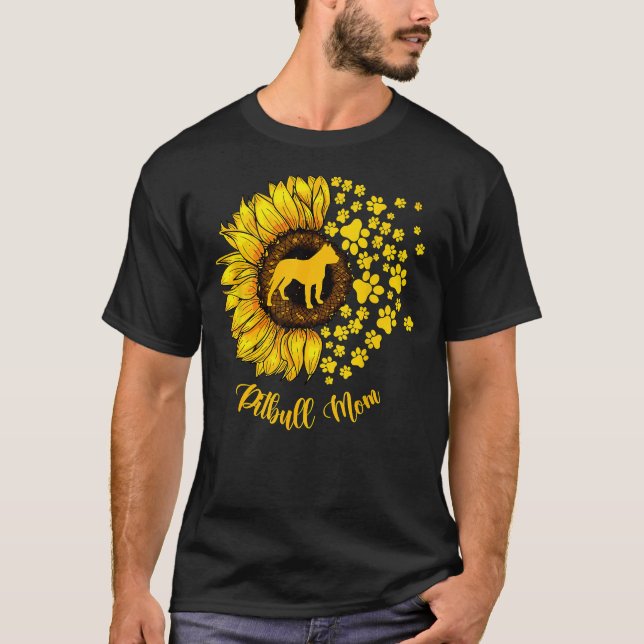 Camiseta Mujer Sunflower Pitbull Mamá Perro Lover 438 (Anverso)