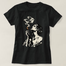 Mujer Surrealista con Cerilla y Humo Arte Retro