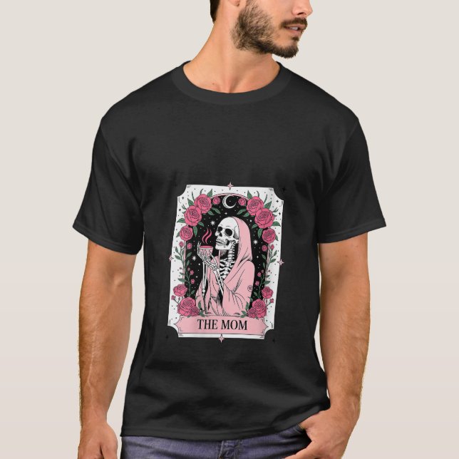Camiseta Mujer Tarot Card Skeleton Mamá tomando café Flo (Anverso)