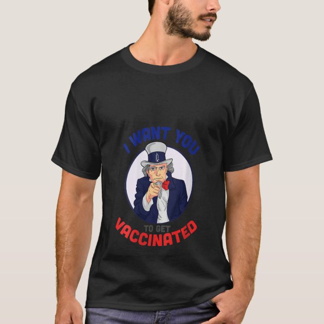 Camiseta Mujer Tío Sam Vacuna Quiero Que Te Vacunas (Anverso)