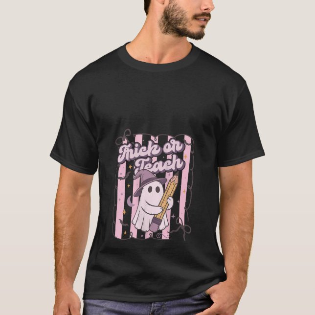 Camiseta Mujer Trick O Enseña Halloween Ghost Teacher Coqu (Anverso)