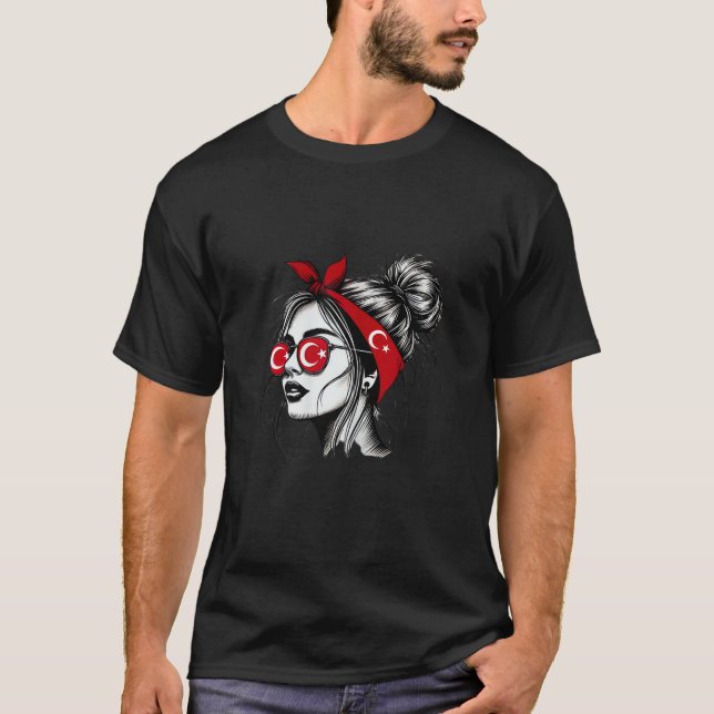Camiseta Mujer turca elegante con diseño de bandera turca (Anverso)