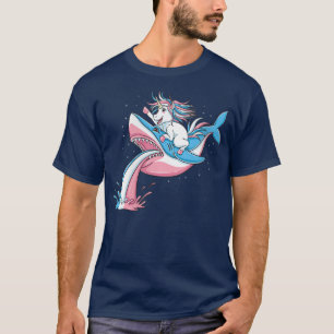 Camiseta Mujer unicornio montando transexual orgullo tiburó