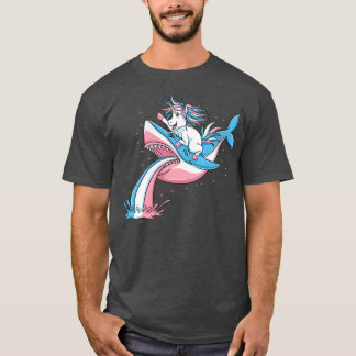 Camiseta Mujer unicornio montando transexual orgullo tiburó