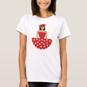 Camiseta Mujer vestida con un traje de flamenco