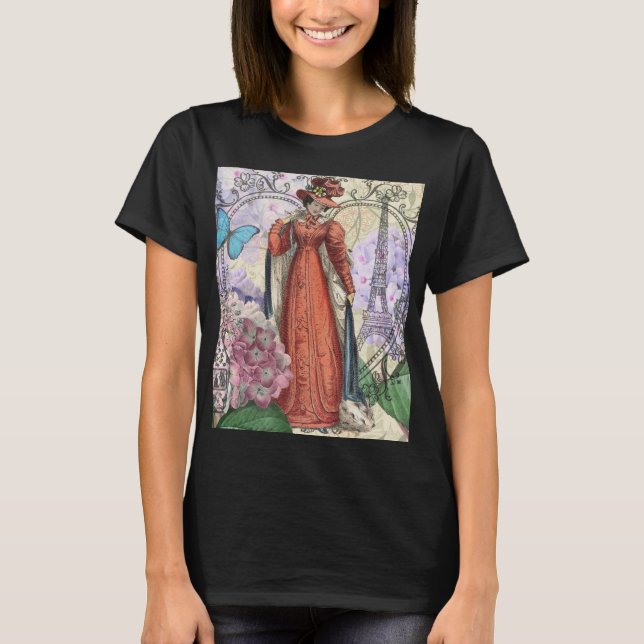 Camiseta Mujer victoriana de moda colorida roja (Anverso)