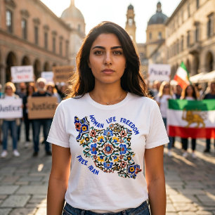 Camiseta Mujer Vida Libertad Baldosas Persas Azules