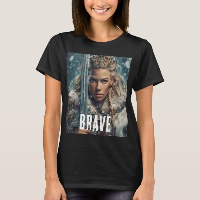 Camiseta mujer vikinga valiente  (Anverso)