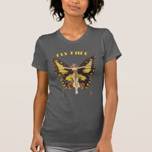 Camiseta Mujer Vintage Art Nouveau con Alas de Mariposa