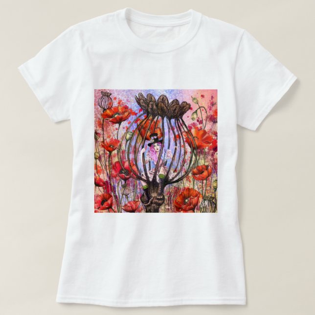 Camiseta Mujer y Amapolas (Diseño del anverso)