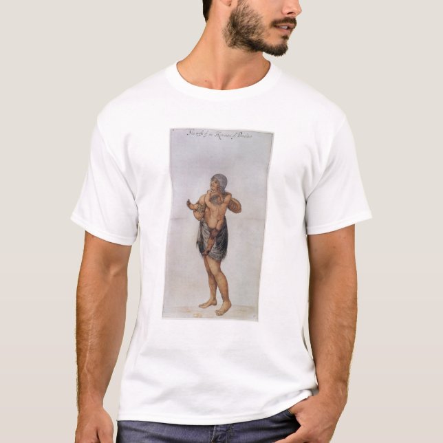 Camiseta Mujer y bebé indios de Pomeiooc (Anverso)