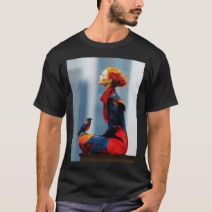 Camiseta Mujer y pájaro surrealistas