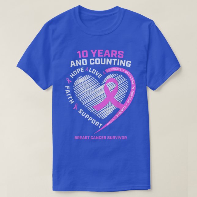 Camiseta Mujeres 10 Años Sobrevivientes De Cáncer De Mama P (Diseño del anverso)