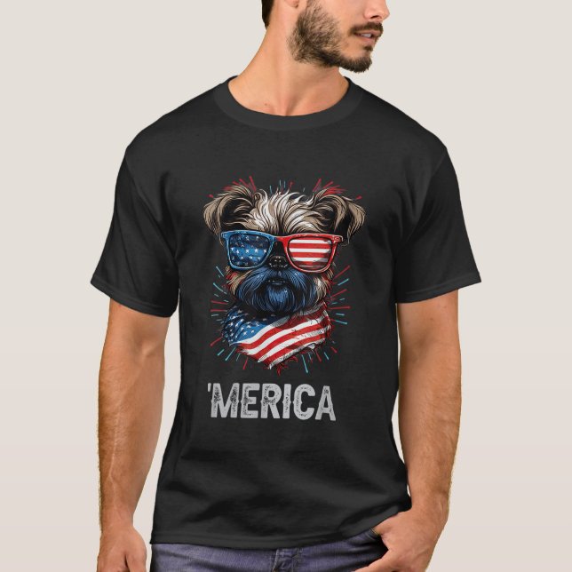 Camiseta Mujeres 4 De Julio Patriótico Bruselas Griffon Per (Anverso)