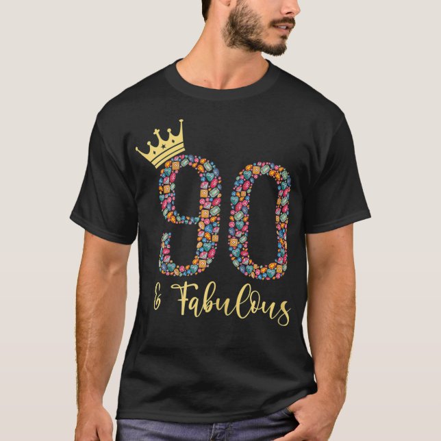 Camiseta Mujeres 90 años y fabulosas, 90º cumpleaños (Anverso)