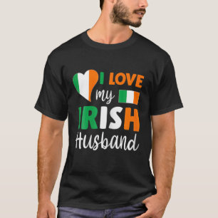 Camiseta Mujeres a las que amo a mi marido irlandés bandera