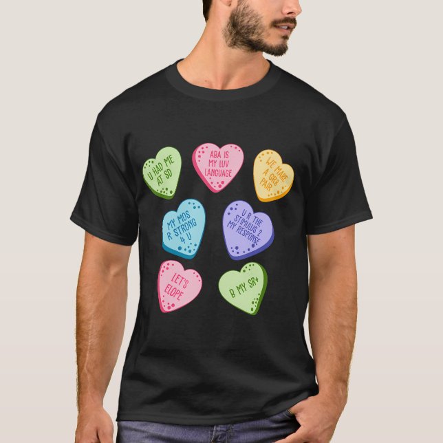Camiseta Mujeres Aba Valentine Heart Candy Aplicó Comportam (Anverso)
