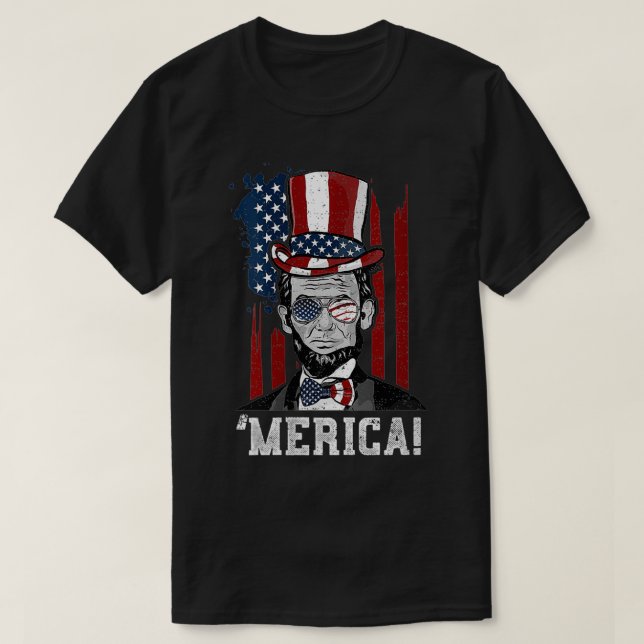 Camiseta Mujeres Abraham Lincoln 'Merica Abe Lincoln VNeck (Diseño del anverso)