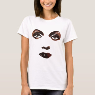 Camiseta Mujeres abstractas enfrentan labios de ojos que cr