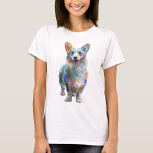 Camiseta Mujeres Abstractas Impresionistas Coloridas Corgi