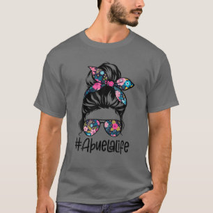 Camiseta Mujeres Abuela Vida Desordenada Hair Bun Floral La