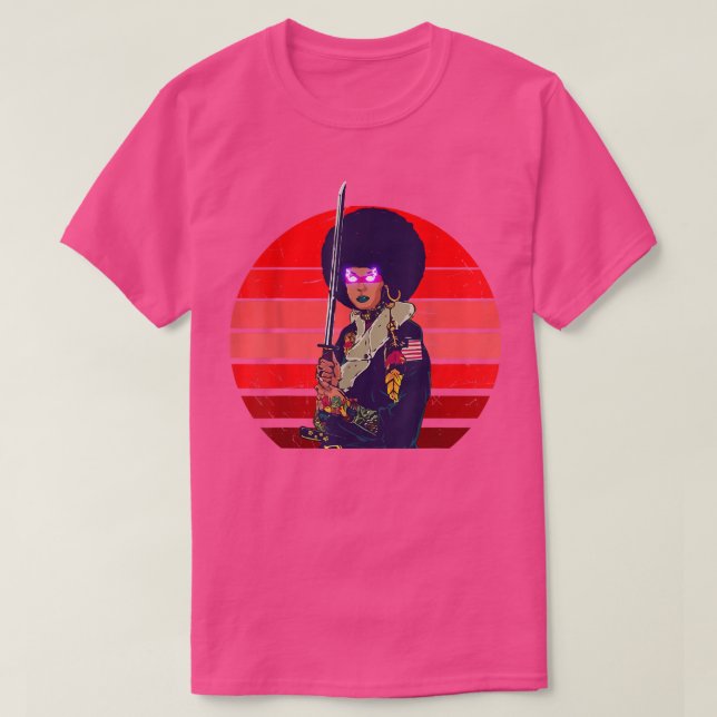 Camiseta Mujeres afro Samurai estilo japonés arte mujer neg (Diseño del anverso)